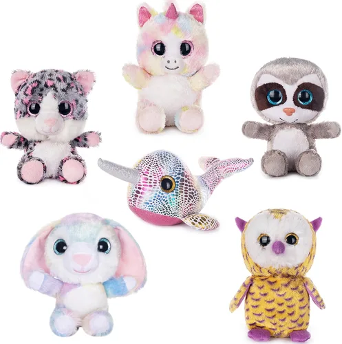 Miniatura 8 de My OLi Juego de juguetes de peluche de Navidad, 6 unidades de animales de peluche suaves de alta calidad, personajes navideños con Papá Noel, muñeco