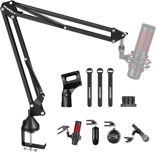 Brazo de Micrófono, Aokeo AK-35 - Soporte de Micrófono de Escritorio; Soporte de Brazo de Tijera con Suspensión para Micrófono para Blue Yeti, Blue
