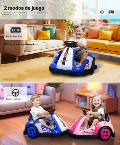 Miniatura 6 de ELEMARA Coche Chocador para Niños de 12V con Rueda Grande, 2.2 Mph Máximo, Coches Chocadores para Niños Pequeños con Control Remoto, Coche de Azul