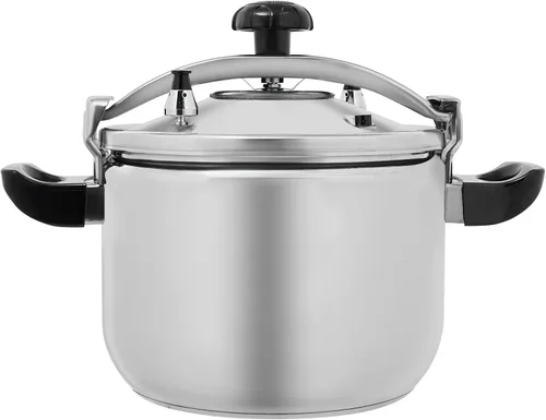 Olla a presión de acero inoxidable de 27.5 cuartos de galón, gran capacidad, abrazadera de olla a presión comercial, válvulas dobles para uso