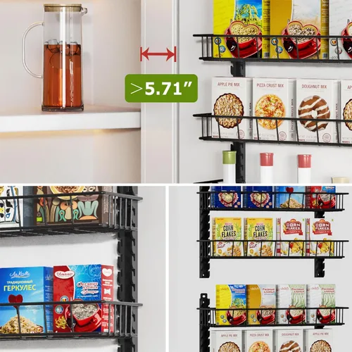 Miniatura 6 de Churboro Estante organizador de despensa sobre la puerta con 12 cestas ajustables, 12 niveles de doble uso, estante de especias para colgar o montar