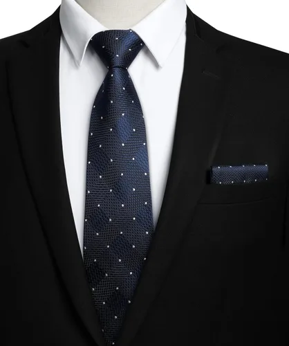 Miniatura 33 de HISDERN Conjunto de corbata a cuadros a cuadros pañuelo tejido clásico formal para hombre corbata y bolsillo cuadrado