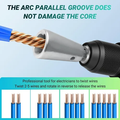 Miniatura 3 de Pelacables y Retorcedor para AWG, Pelacables de Cable Eléctrico Calibre 14-12-10 Herramienta Retorcedora de Cables para Juego de Taladro 4 en 1