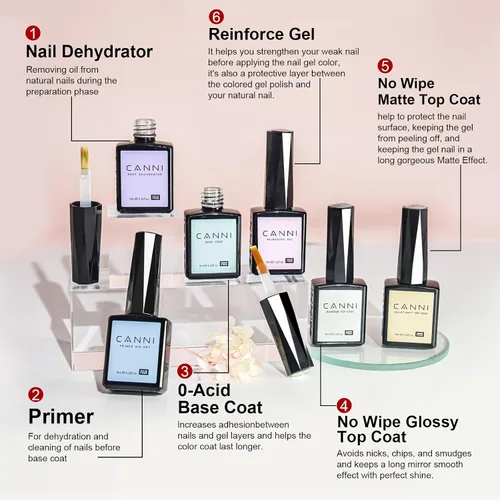 Miniatura 8 de CANNI 30 piezas de 9 ml de kit de esmalte de uñas de gel sin hema, kit de esmalte de uñas de gel de color rojo oscuro, rosa intenso, púrpura