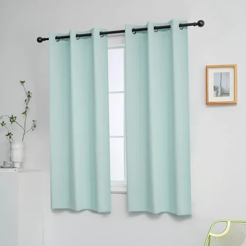 Miniatura 2 de YGO Cortinas Aqua de 54 pulgadas de largo para habitación de niños, cortinas opacas con aislamiento térmico para ventana pequeña y corta