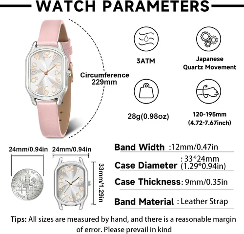 Miniatura 3 de Asan Ge Reloj de correa de cuero para mujer, elegante y elegante reloj cuadrado para mujer, reloj impermeable para mujer con diseño clásico