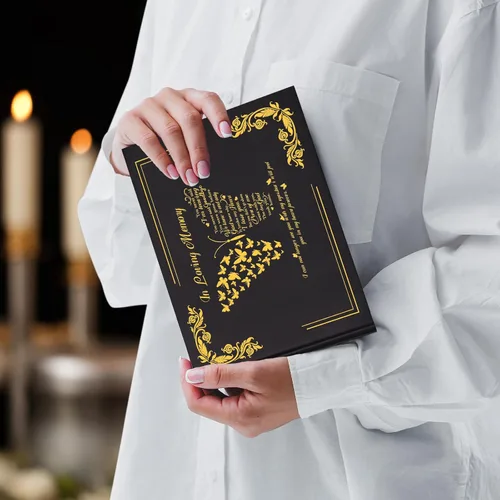 Miniatura 9 de SOITIS Libro de invitados funeral para servicio conmemorativo Celebración de la vida, libro de memoria con decoración, tapa dura, recuerdos