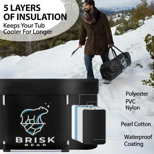 Miniatura 8 de Tina de baño de hielo oval XL para atletas con cubierta de Brisk Bear - Tina de inmersión fría extra grande para recuperación - Tina de inmersión