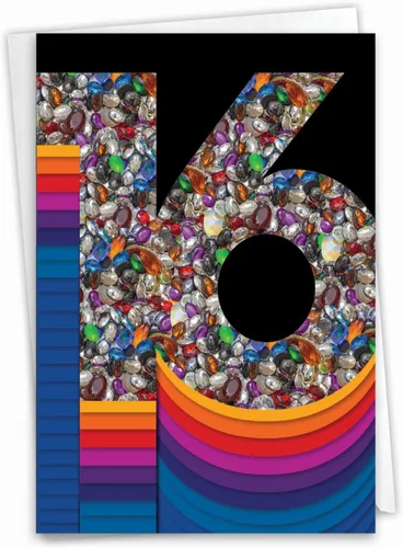 NobleWorks - Divertida tarjeta de felicitación de cumpleaños de 16 años con sobre de 5 x 7 pulgadas (1 tarjeta) (no 3D, purpurina o brillante) -