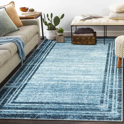 Miniatura 116 de Alfombra de pasillo moderna abstracta Lahome, alfombra lavable turquesa de 2 x 6 pulgadas para entrada, alfombra antideslizante de bajo pelo