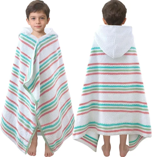 Miniatura 19 de VOOVA & MOVAS Poncho de Toalla de Baño Gruesa con Capucha para Niños (4-8 Años) - Bata de Toalla de Natación de Algodón Turco Suave y Absorbente