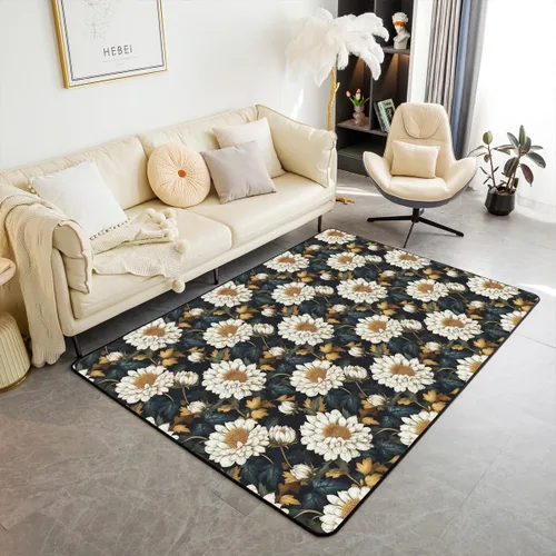 Miniatura 7 de jejeloiu Groovy Flower Area Rug 3x5 Retro Floral Boho Living Room Rugs for Bedroom 70S Hippie Groovy Flowers Bohemian Decor Carpet Psychedelic Beige