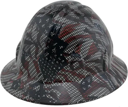 Miniatura 27 de Texas America Safety Company Casco de seguridad con visera completa, diseño patriótico hidroimpreso, con suspensión de 4 puntos y bolsa Primera