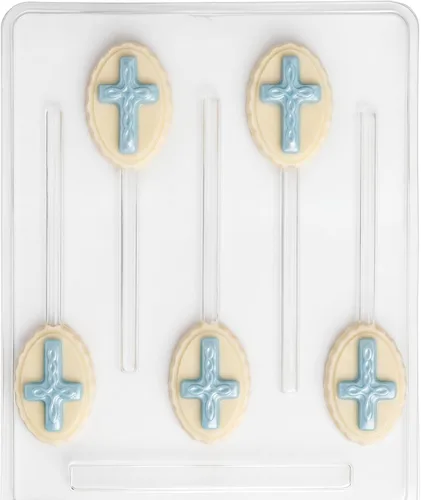 Miniatura 2 de Cruz en forma ovalada Lollipop Chocolate Candy Mold Religious 405