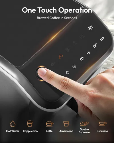 Miniatura 3 de EUHOMY Máquina de café espresso totalmente automática, cafetera de 20 barras con molinillo y espumador de leche integrado, máquina de café
