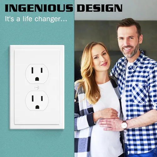 Miniatura 6 de Placa de Pared Decorativa de Borde Moderno de 1-Gang para Cubierta de Interruptor y Tomacorriente, Placa Frontal Eléctrica Dúplex Individual