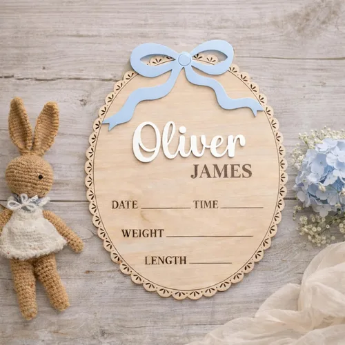 Miniatura 2 de Letreros de madera de lujo personalizados con nombre de bebé, bebé próximamente, regalos de bienvenida recién nacido para niño o niña, estilo 04