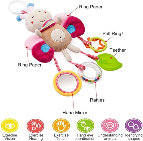 Miniatura 2 de Sealive Juguetes Musicales Sensoriales para Cochecito de Bebé de 4 Piezas, Sonajeros Suaves Colgantes de Felpa para Actividades, Juguetes para Cuna
