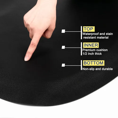 Miniatura 4 de OmySalon - Estera antifatiga de 1/2 pulg. de espesor para peinadores de pie, de 3 x 4 pies, tapete para piso de barbero debajo de silla de salón