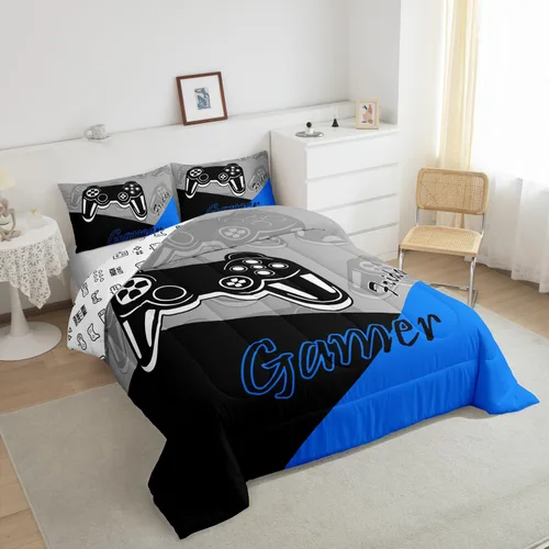 Miniatura 2 de Feelyou Edredón de Videojuegos para Niños Adolescentes, Juego de Ropa de Cama de Videojuegos para Niños, Edredón Gamer para Todas las Estaciones