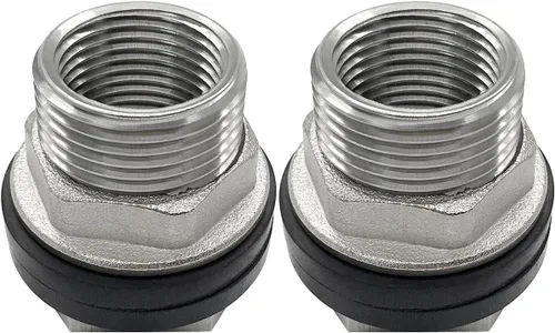 Beduan 1 NPS macho a 3/4 NPT hembra de acero inoxidable mamparo conector de tanque de agua a granel para barril de tanque de agua (paquete de 2)