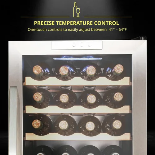 Miniatura 5 de SCHMÉCKÉ Refrigerador de vino con compresor de 28 botellas con cierre – Gran bodega independiente para vino tinto, blanco, champán o espumoso