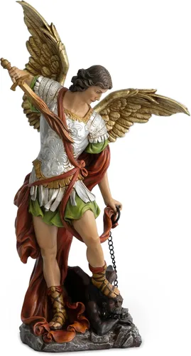 BC - Estatua de San Miguel católico, figura de arcángel de 12 pulgadas de alto, protector de los fieles, decoración católica del hogar, escultura