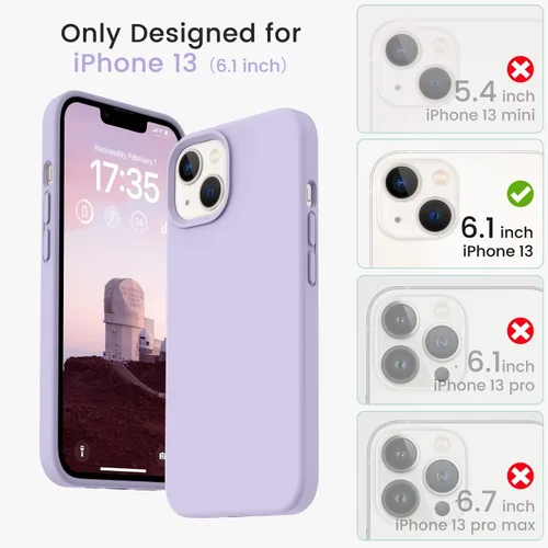 Miniatura 6 de Compatible con iPhone 13, funda de silicona para teléfono con forro de microfibra delgado a prueba de golpes, suave antiarañazos, 6.1 pulgadas