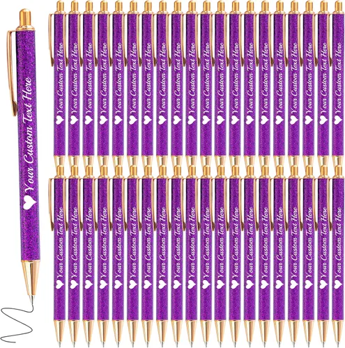 Miniatura 59 de Hasta 100 bolígrafos personalizados a granel con nombre, bolígrafo con purpurina personalizable, logotipo de negocios, mensaje de texto, regalo