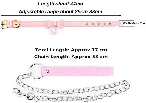 Miniatura 2 de LEWECEEO Gargantilla de collar para mujer con campana, lindo lazo y gato, collar de gatito, Cuero, no conocido