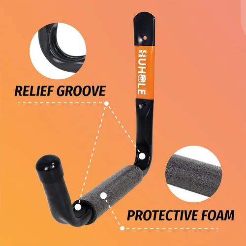Miniatura 5 de HUHOLE Paquete de 4 ganchos de almacenamiento de garaje resistentes, ganchos de montaje en pared extra grandes de 13.6 pulgadas para kayak