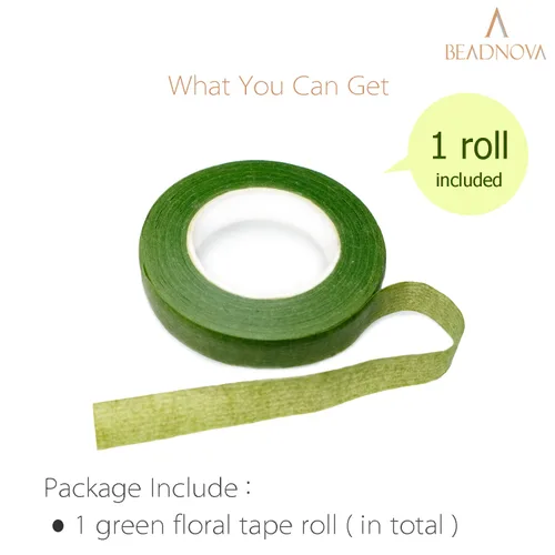 Miniatura 3 de BEADNOVA Cinta floral de 1/2 pulgada, cinta floral verde para ramos de flores, arreglos florales, envoltura de tallo para manualidades