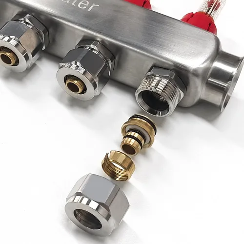 Miniatura 3 de AB Colector PEX de 2 bucles/radiante, salidas compatibles de 1/2 pulgada, válvula de flujo de hasta 1.4 GPM para calefacción radiante hidrónica