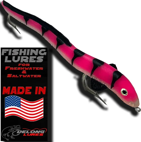 Miniatura 6 de Delong Lures Señuelos y cebos de pesca Jerk KILR EEL de 8 pulgadas, señuelos de pesca de agua salada y agua dulce, cebos para lubina de boca grande