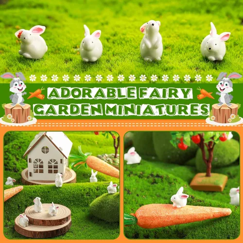 Miniatura 3 de Marsui 100 piezas de figuras en miniatura de conejo, accesorios en miniatura de conejo, jardín de Pascua, paisaje, jardín, conejito para Pascua