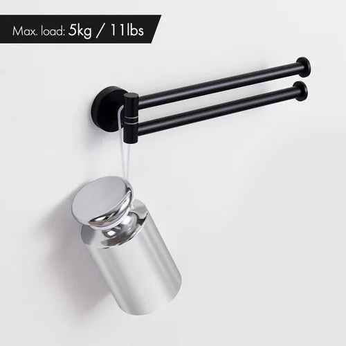 Miniatura 6 de KES Toallero giratorio negro de 9 pulgadas para baño, barra doble con giro de 2 brazos, para cocina, montado en la pared, de acero inoxidable SUS