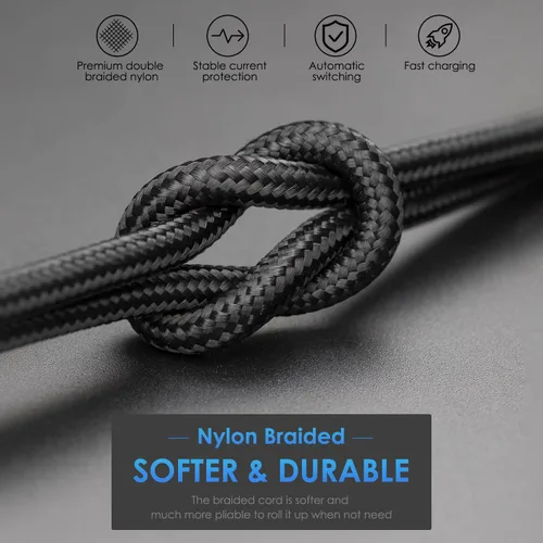 Miniatura 7 de Cable de carga para iPhone [certificado MFi de Apple], paquete de 3 cables USB-A a Lightning de 3 pies, cable de carga rápida trenzado de nailon