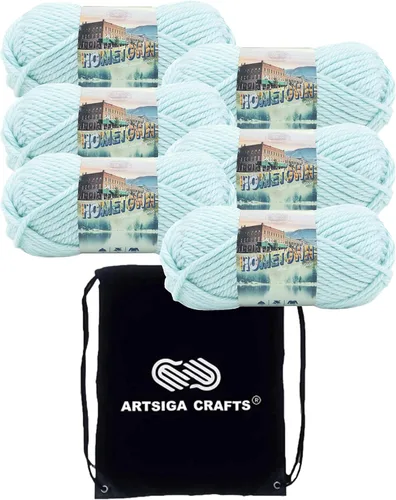 Miniatura 12 de Lion Brand Hometown New York White 135-100 (3 madejas - mismo lote de tinte) #6 S Bulky - Hila acrílica para crochet y tejer con bolsa para proyectos