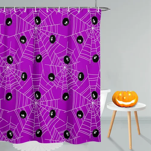 Miniatura 13 de Cortina de ducha de fantasma, tela impermeable con ganchos, 72 x 72 pulgadas, perfecta para decoración de baño de Halloween Cortina de ducha