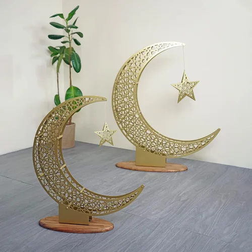 Miniatura 6 de iwa concept Decoración islámica de media luna de metal, arte de Ramadán de luna y estrella, decoración de mesa islámica, regalo para musulmanes