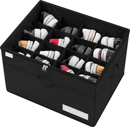 Luvhomee Organizador de almacenamiento de zapatos, se adapta a 16 pares, caja organizadora de zapatos grande para armario, contenedores plegables