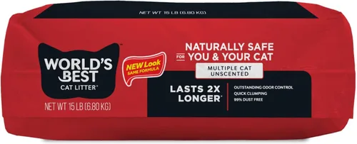 Miniatura 9 de WORLD'S BEST CAT LITTER Múltiples gatos sin perfume, 15 libras, ingredientes naturales, aglutinación rápida, desechable, 99% libre de polvo