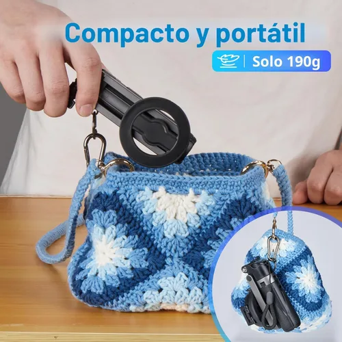 Miniatura 5 de MQOUNY para soporte trípode Magsafe para iPhone, palo selfie portátil de bolsillo con control remoto recargable y anillo de metal, trípode