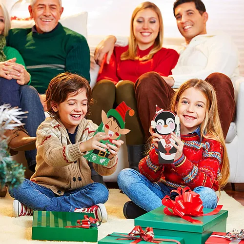 Miniatura 5 de FEBSNOW 24 bolsas de regalo de Navidad con 24 piezas de pegatinas, bolsas de dulces navideños, bolsas de envoltura de galletas navideñas, bolsas