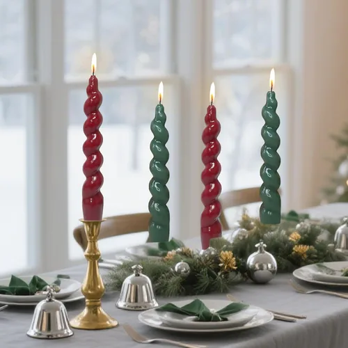 Miniatura 17 de Velas en espiral de Navidad, velas cónicas doradas, 10 pulgadas, sin perfume, para regalo de invierno, vacaciones, Navidad, decoración del hogar