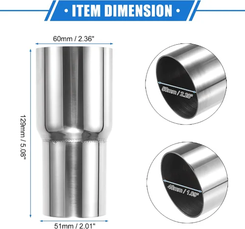 Miniatura 6 de Adaptador de tubo de escape, reductor de conector de 2.25 pulgadas de diámetro interior – Adaptador de escape OD de 2 pulgadas universal