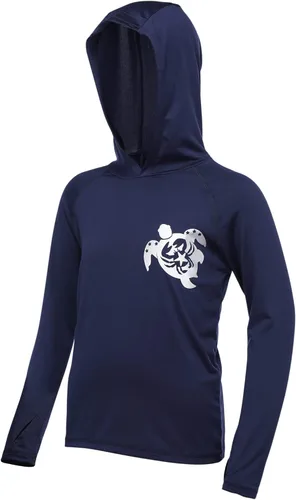 Miniatura 27 de Sudadera con capucha para niños, protección solar UPF 50+, manga larga, protección solar UV, camisa de pesca para niños y jóvenes, camisas de agua