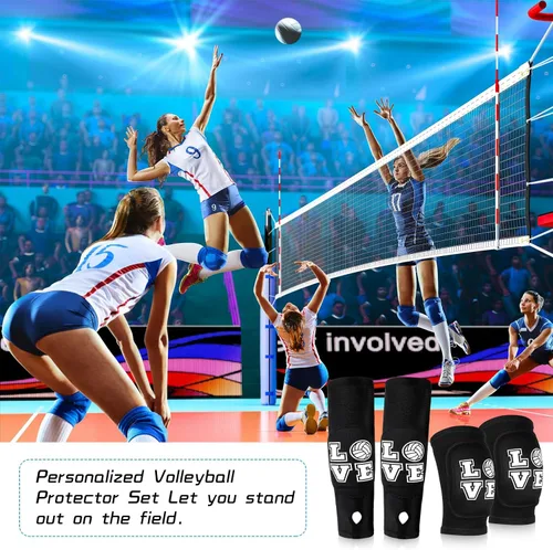 Miniatura 3 de Ramede Rodilleras de voleibol y mangas para brazos con almohadilla de protección, antebrazo, codo con orificio para el pulgar, accesorios