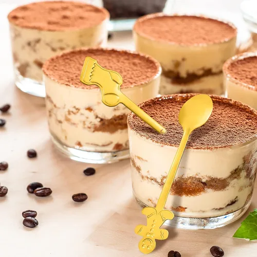 Miniatura 4 de 16 cucharas de Navidad para café, cuchara creativa de acero inoxidable para agitar, a granel para postre de sopa, 4 estilos (dorado)