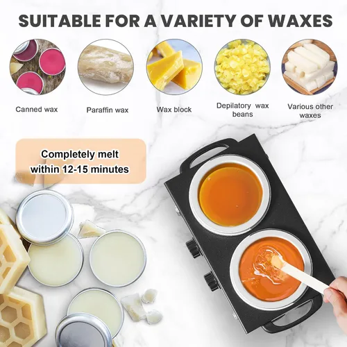 Miniatura 3 de Kit profesional de depilación, máquina calentadora de cera con olla doble, gran capacidad para sala de spa y uso doméstico, ollas antiadherentes